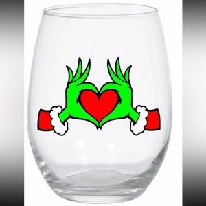 The Grinch Inspired Valentines Day Wine Glass Love Heart Gift